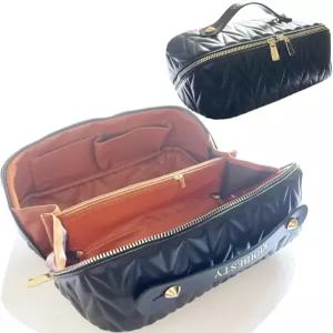 여성용 여행용 메이크업 가방 여학생용 대용량 화장품 컴팩트 파우치 정리함 칸막이와 손잡이가 있는 방수