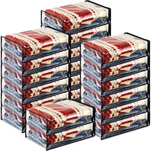 20개 투명 비닐 지퍼 보관 가방 15 x 11 4 인치 스웨터 담요 옷장 의류용 플라스틱 침대 시트 정리함 린넨