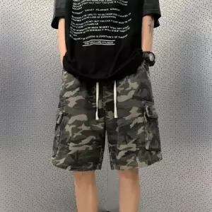 남자 밀리터리룩 여름 루즈핏 반바지 5부 허리밴딩 카모 팬츠 스트릿 패션 데일리룩