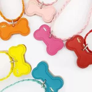 강아지 가죽본 뼈다귀 이름표 1P 애견 팬던트 인식표 강아지목걸이 강아지팬던트