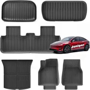 테스스튜디오 2025 2026 테슬라 모델 Y 주니퍼 플로어 매트 카고 풀 세트 미끄럼 방지 방수 및 이지클린
