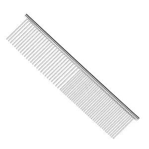 펫톰 스틸 그루밍 도구 푸들 피니싱 버터 빗 7 1/2인치 L 실버 도그 둥근 끝 스테인리스 이빨 엉킴과