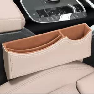 카시트 갭 정리함 대용량 가죽 보관함 충전 포트 다목적 틈새 보관 솔루션 포함 카 인테리어 정리에