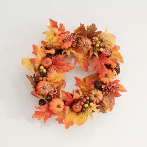 아트박스/플라워트리 넝쿨 리스 조화 어텀펌킨 50cm 인테리어 장식 벽걸이