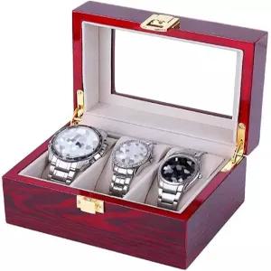 보관함 나무 시계 상자 디스플레이 스탠드/보석 유리 뚜껑이 있는 2/3/5 그리드 고급 / 11.8 8.8cm
