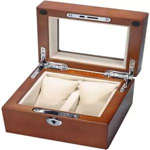 보관함 나무 시계 상자 디스플레이 스탠드/박스 세트/보석 팔찌 컬렉션 2 그리드 유리 뚜껑 풀 보관 상단