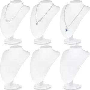 6개 목걸이 진열대 홀더 주얼리 흉상 홈 스토어 무역 박람회 사진 소품 소매점화이트 벨벳 판매용 스탠드