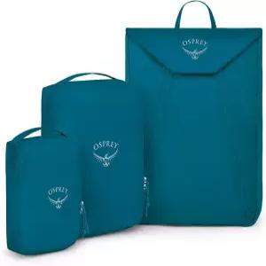 오스프리 초경량 여행 스타터 세트 소형 및 중형 패킹 큐브와 의류 폴더 포함 워터프론트 블루