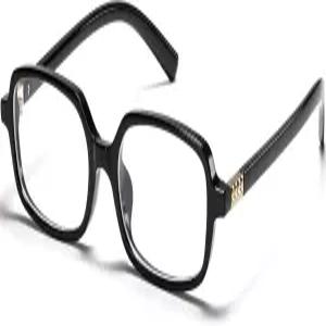 hnbliv 레트로 직사각형 블루 라이트 차단 안경 90년대 여성용 가짜 Y2K 패션 컴퓨터 거북이 프레임