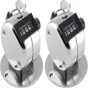 지오제르미 2팩 책상 집계 카운터 4자리 숫자 클리커 핸드헬드 또는 베이스 마운트용 기계식