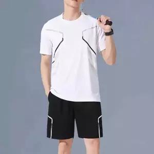 배색 라인 반팔 티셔츠 반바지 세트 트레이닝 운동복 스포츠룩