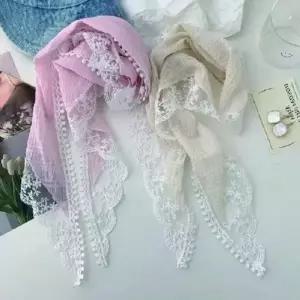 레이스 스카프 프릴 예쁜스카프 봄스카프 헤어밴드 미니 겨울목도리 봄여름스카프 무지레이스스카프
