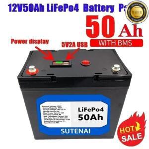 12V 50Ah 리튬 인산철 배터리 LiFePO4 내장형 BMS 태양광 발전 시스템 RV 하우스 트롤링 모터용