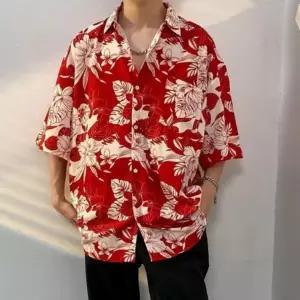 남성 남방 플라워 바캉스 하와이안 꽃무늬 반팔 셔츠