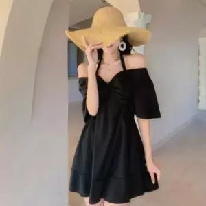 여성 반팔 프릴 오프숄더 수영장 원피스 수영복 슈트