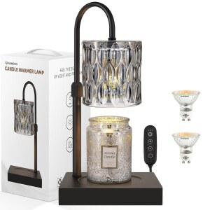 타이머가 달린 캔들 워머 램프, 병 캔들을 위한 전기 워머, 집 따뜻하게 하기 선물, 엄마 친구들을 생일 홈 데코 디밍 가능한 왁스 멜트 블랙, 유리