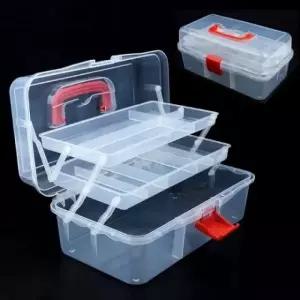 ( )휴대용 투명 3단 멀티함 화구박스 공구함 수납함