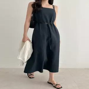 로에나 린넨 벨티드 나시 롱 원피스 87223 빅사이즈 여성의류