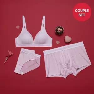 [게스언더웨어] 로맨틱무드 커플 속옷 브라팬티 드로즈 세트