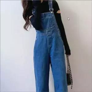 여자 꾸안꾸 데님 멜빵바지 청 점프수트 진청 캐주얼 오버롤