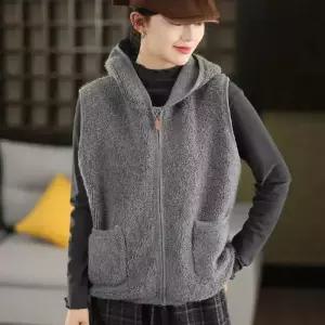 여친 니트 동계 후드 타월 자수 카디건 조끼 도톰 캐시미어 가디건 러블리 다올4