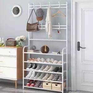 튼튼한 시스템 행거 드레스룸 철제 렉 옷 정리 랙 5단 시스템행거 수납장 수납선반 옷걸이행거