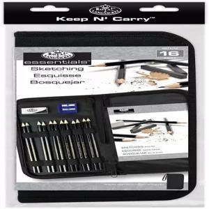 지퍼형 휴대용 케이스에 연필 세트 그리기 및 스케치하기