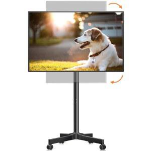 XINLEI 모바일 TV 카트, 회전 롤링 스탠드, 바퀴 달린 13-50인치 평면/곡선 높이 조절 가능 30 틸트 바닥 스탠드 휴대용 모니터 최대 44파운드 VESA 200x200mm ML1350 수용