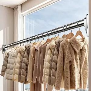 무타공 빨래봉 천장 베란다 블랙 테라스 빨래걸이 스테인리스 아파트 발코니 직선봉