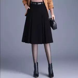 스커트 모직 겨울 빈티지 A라인 플리츠 체크 쉬폰 여성패션 중기장 슬림핏 DL4