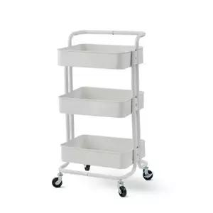 다용도 철제 이동식 선반 트롤리 3단 3단 철제 화이트 블랙 다용도