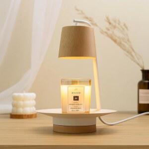 타이머 디머 조절 가능한 나무 받침대가 있는 캔들 워머 램프, 엄마 여성을 위한 어머니의 날 생일 선물, 집들이 선물 새로운 홈 룸 장식, 2개의 전구가 달린 병 캔들을 왁스 램프