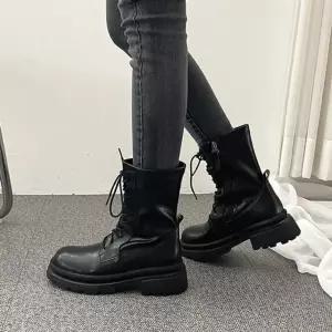 천연소가죽 둥근코 오버솔 통굽 지퍼 여성