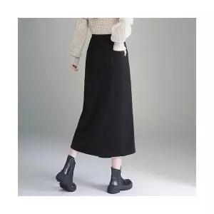 여성 데일룩 스커트 H라인 언밸런스 A라인 롱 하이웨스트 트임 원턱 겨울 슬림핏 DAOL4