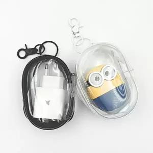 고리형 키링 PVC 투명 미니 파우치 악세사리 에어팟 케이스
