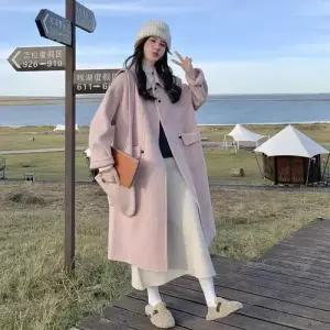 여사친 분홍 울 겨울 슬림핏 코트 데일룩 모피 더블 DAOL4