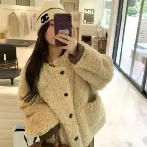 가을 여성용 겨울도톰한 램스울 모피 데일룩 코트 상의 DAOL4