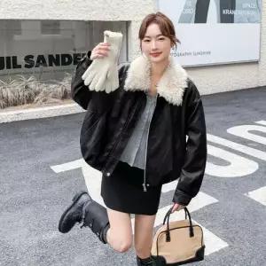 여자 빈티지 겨울 데일룩 코트 모피 다크 빅 터틀넥 도톰한 스웨이드 DAOL4