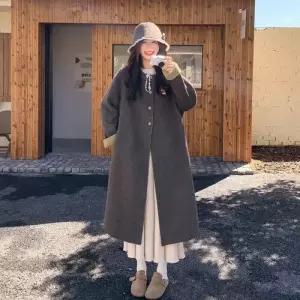 여자 롱 그레이 울 데일룩 코트 모피 미니멀 리버시블 겨 도톰 DAOL4