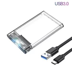 USB 3.1 타입 C HDD 인클로저 2.5인치 SATA SSD 외장 하드 드라이브 케이스 5Gbps 전송 속도 투명 하드디스