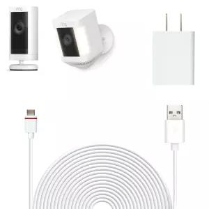 링 스틱업 캠 프로 스포트라이트 플러스-1PACK용 어댑터가 있는 카로토 16피트 USB-C 전원 코드