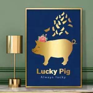 황금돼지 그림 액자 A3 PIG4 풍수그림 돈들어오는 풍수그림