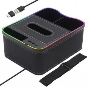 ( )차량용 콘솔 수납함 고속충전기 무드등 C88 블랙