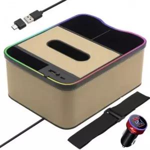 ( )차량용 콘솔 수납함 충전기 무드등 C88 베이지+시거잭