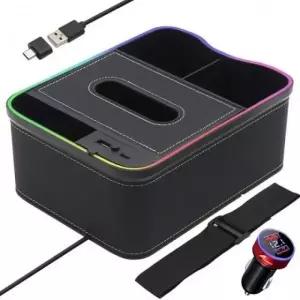 ( )차량용 콘솔 수납함 충전기 무드등 C88 블랙+시거잭