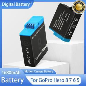 GoPro Hero 8 7 6 5 용 1680mAh 배터리 충전식 리튬 이온 팩 모션 카메라 보관함