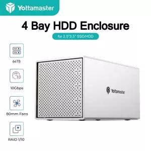 Yottamaster 4 슬롯 RAID 인클로저 베이 2.5/3.5인치 USB3.0 - SATA3.0 외장형 HDD 어레이 지원 4X16TB 및
