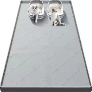 대형 고양이 깔때기 매트 상자용 40x22 인 캣 바닥 보호용 방수 실리콘 패드 그레이