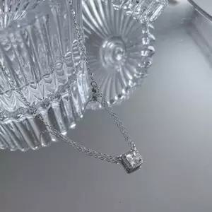 사각 큐빅 심플 귀찌 목걸이 팬던트 귀걸이