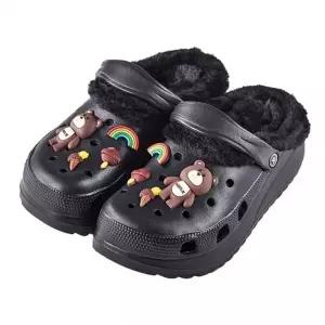 ( )방한 공용 다용도화 멀티 커플 우정 털안감 샌들 블랙 230